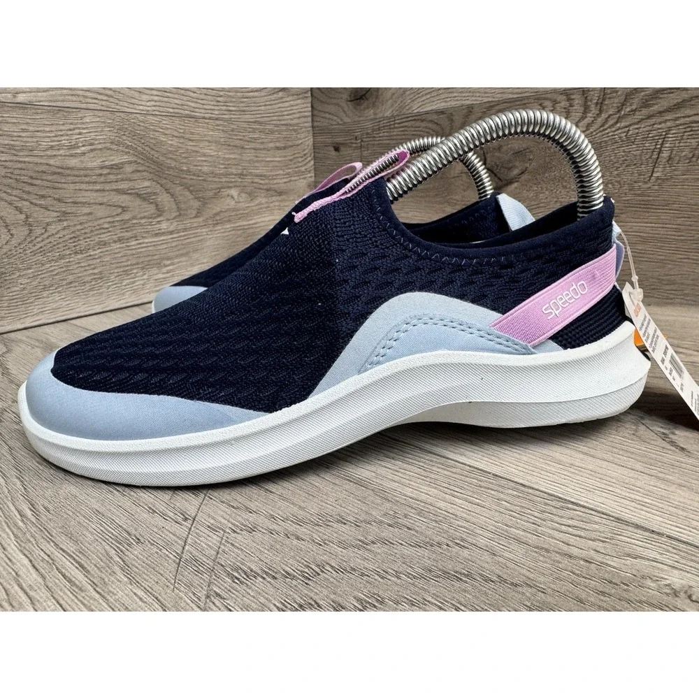 New NWT Speedo Aqua Socks Girls Size Large 4 - 5 ~ Water Shoes Blue / Pink